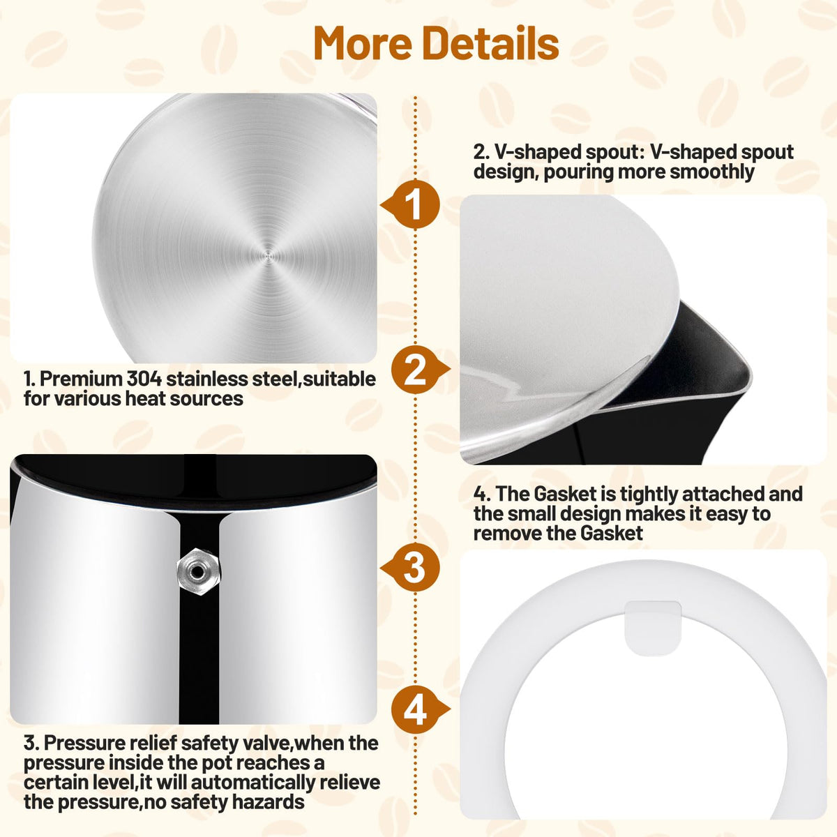12 Cup Thickened 304 Stainless Steel Moka Pot I7938