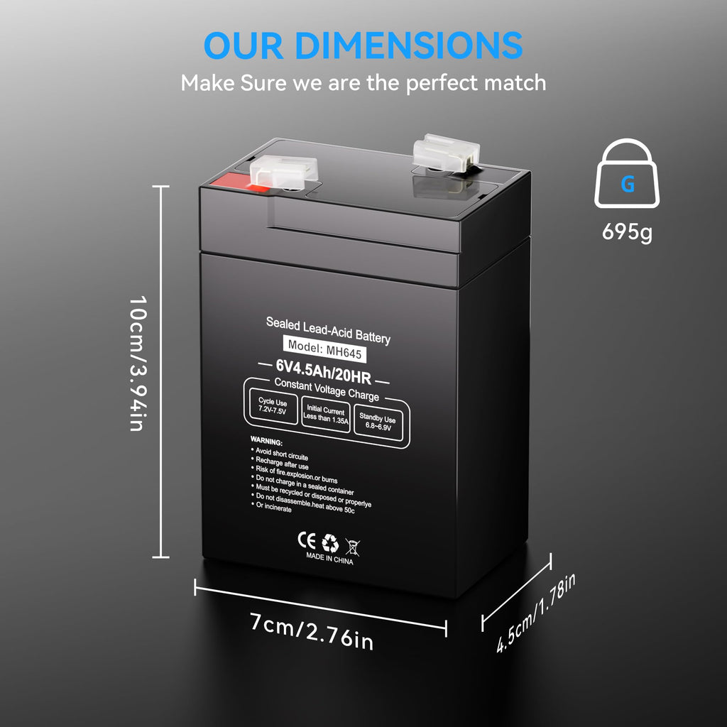 6V 4.5Ah Rechargeable SLA AGM Battery, 6 Pack S989