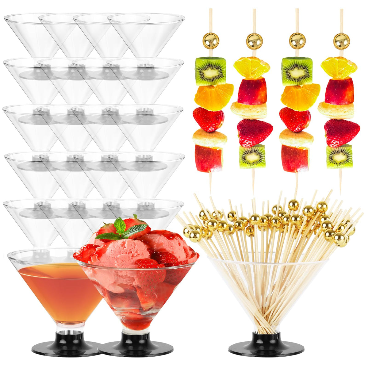 25 PCS 5oz Clear Plastic Martini Glasses W30262