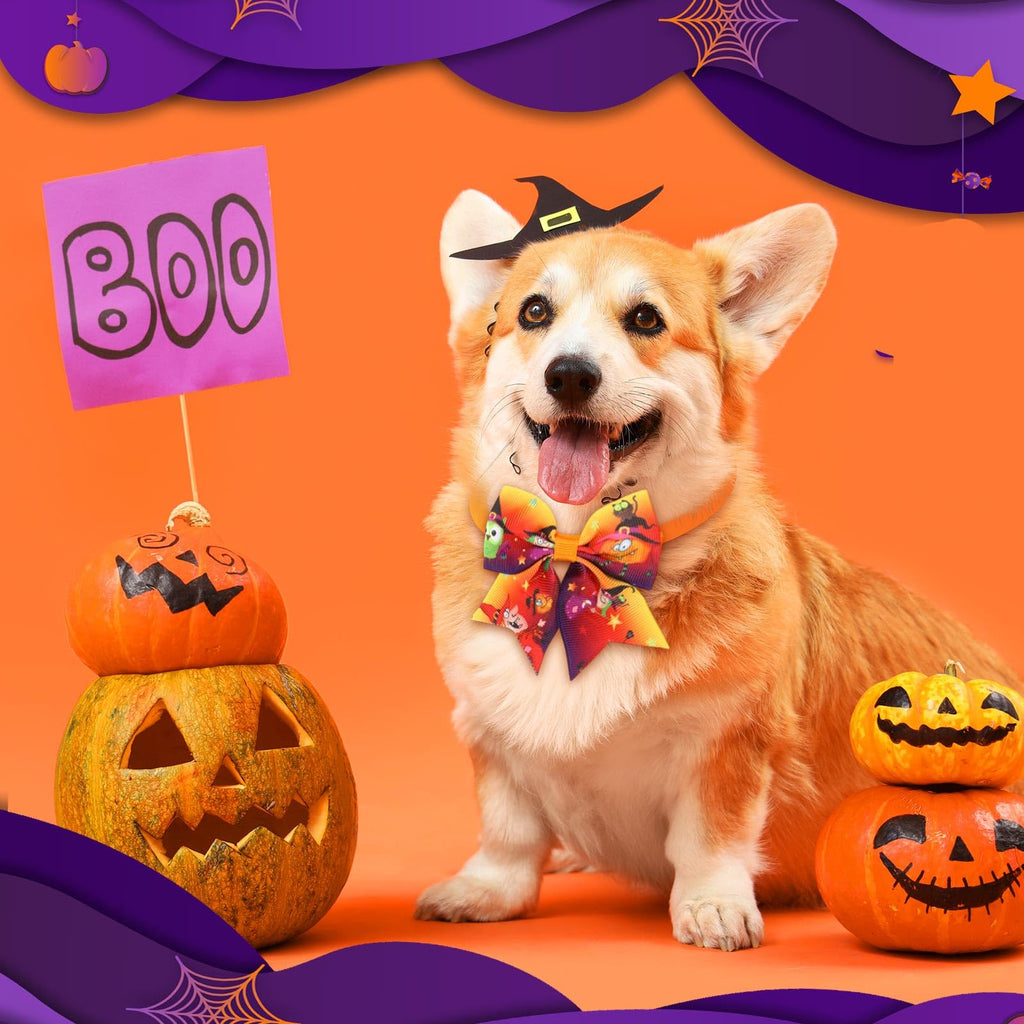 240 Pcs Halloween Dog Bows Tie Collars J8063