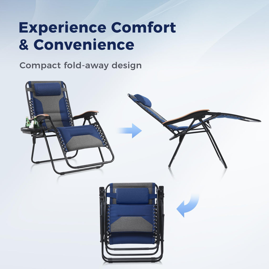 Oversized Padded Zero Gravity Chair Set of 2 Blue G153