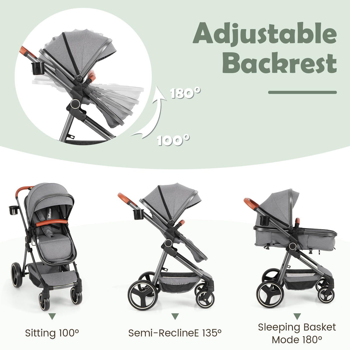 2 in 1 Convertible Baby Stroller with Reversible Seat R811