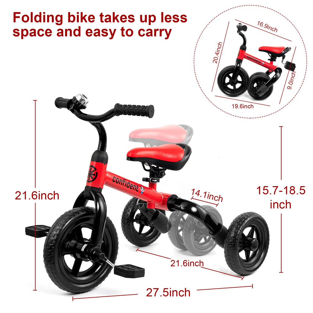Tricycle for Toddlers 2-5 Years, 3 in 1 Folding Bike V877
