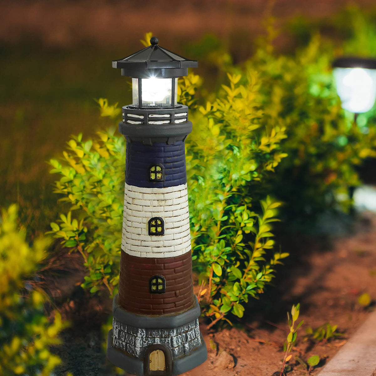 Solar Lighthouse Garden Lights Outdoor Waterproof Resin Statue Lamp G75704