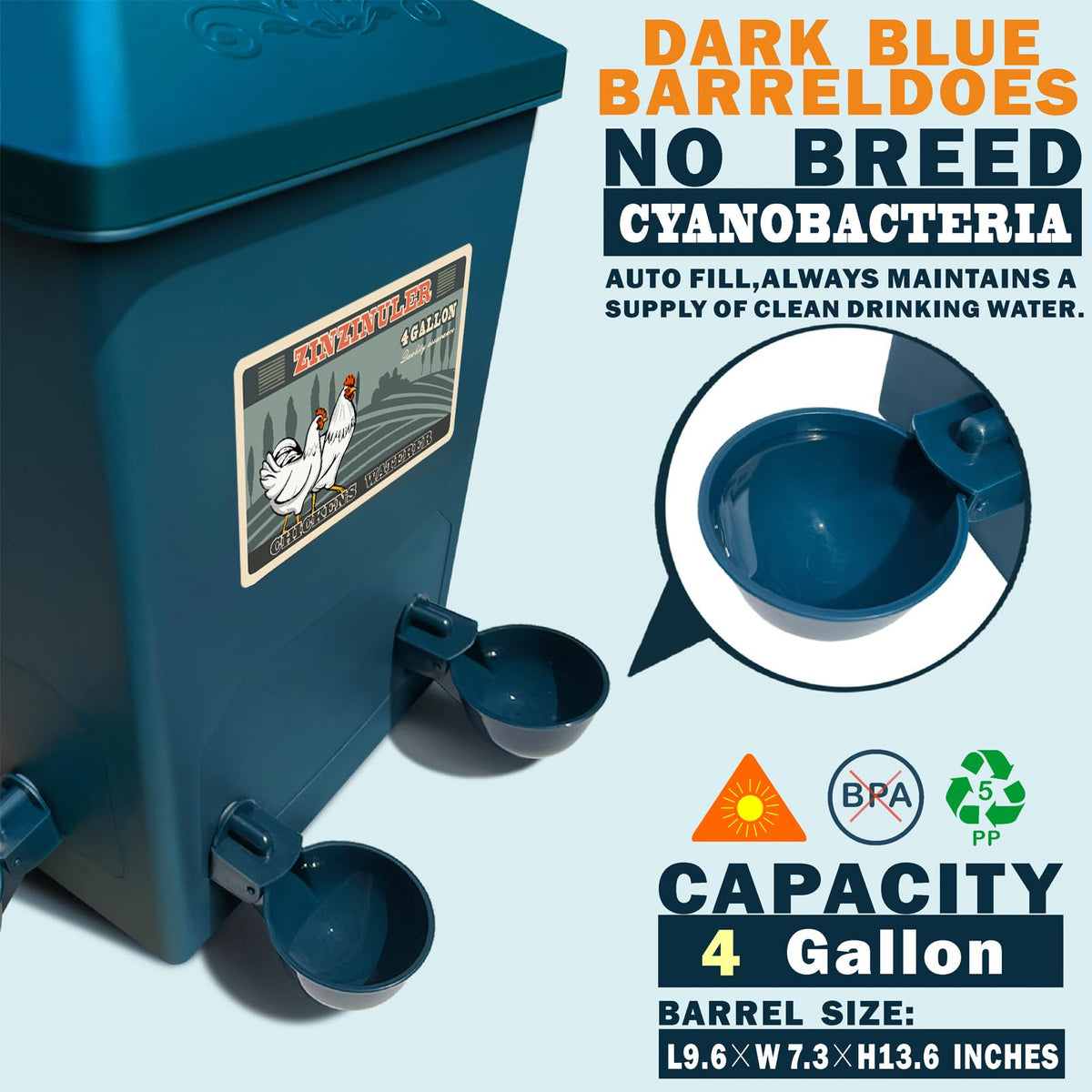 6 Gallon Chicken Waterer 2-Pack D969