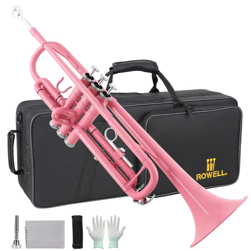 Bb Standard Trumpet Set with Hard Case, 7C Mouthpiece, Gloves (Pink) F647