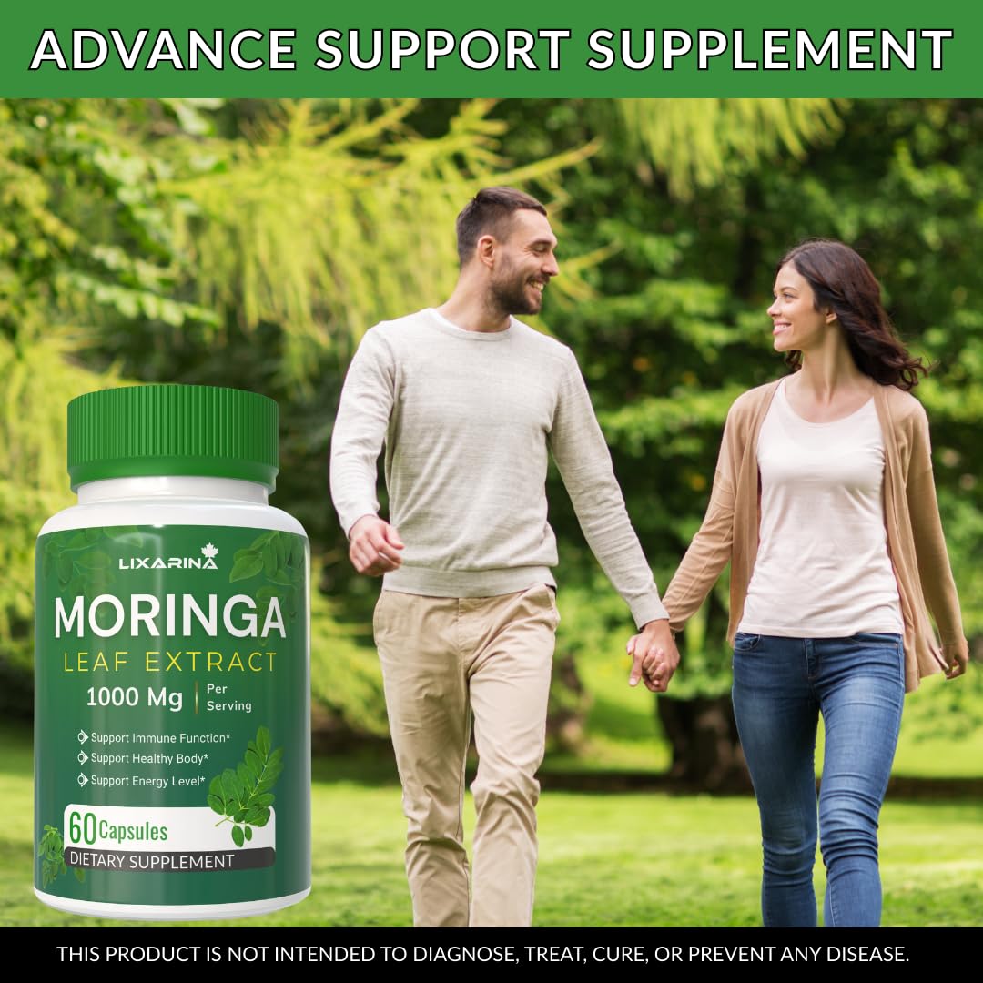 Moringa Capsules Organic 1000MG 60 Count Pack-2 O7597