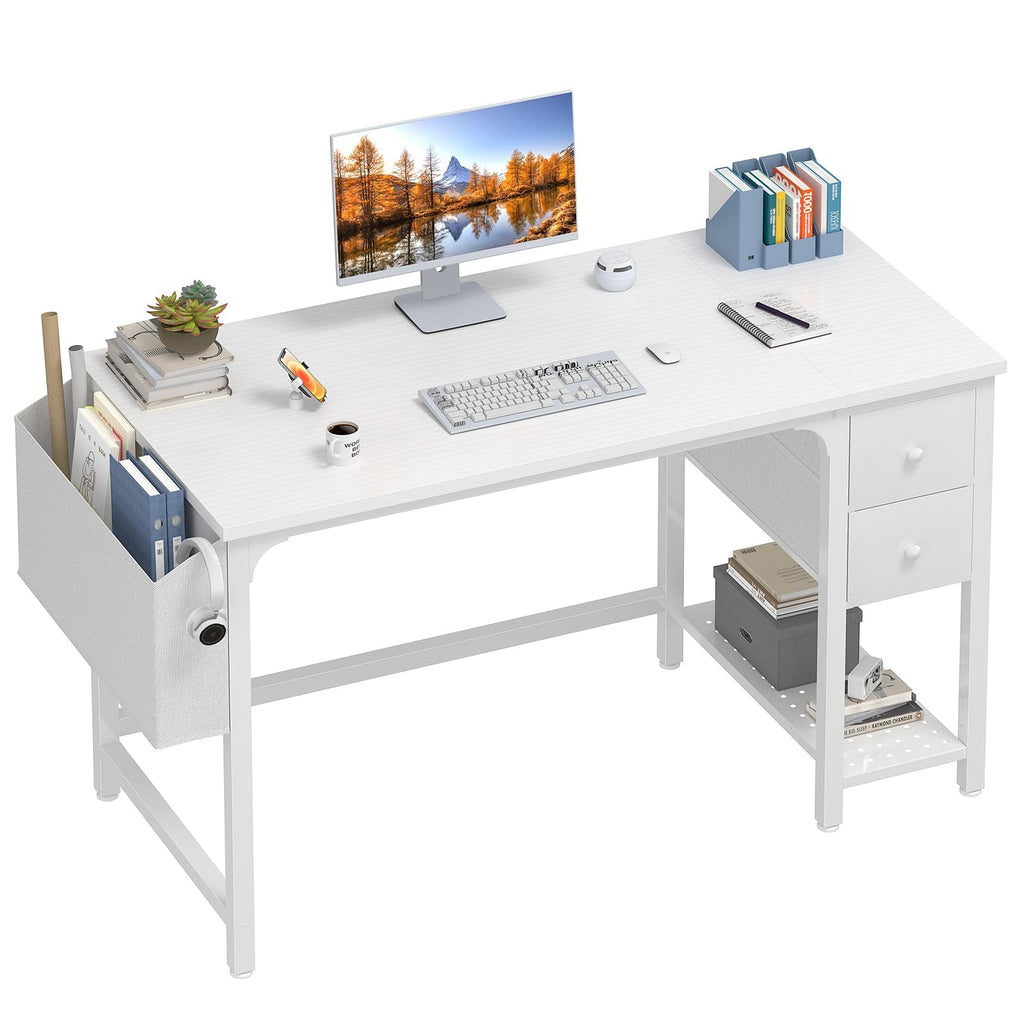 White Computer Desk with Drawers 47 Inch I74391