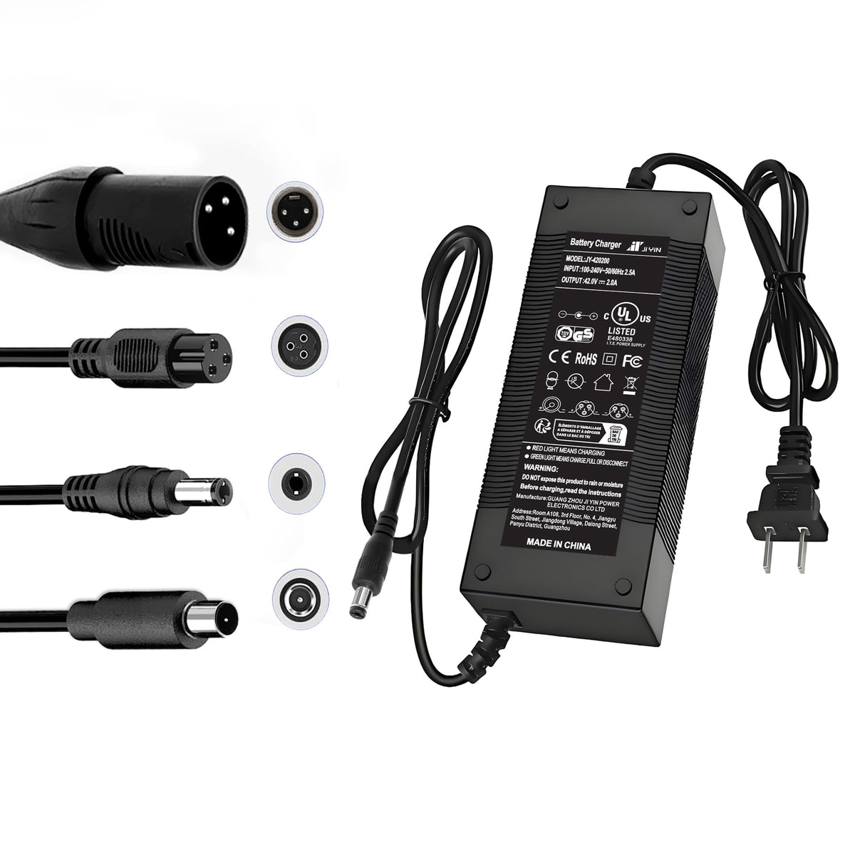 42V 2A Electric Scooter Charger with 4 Plugs D8454