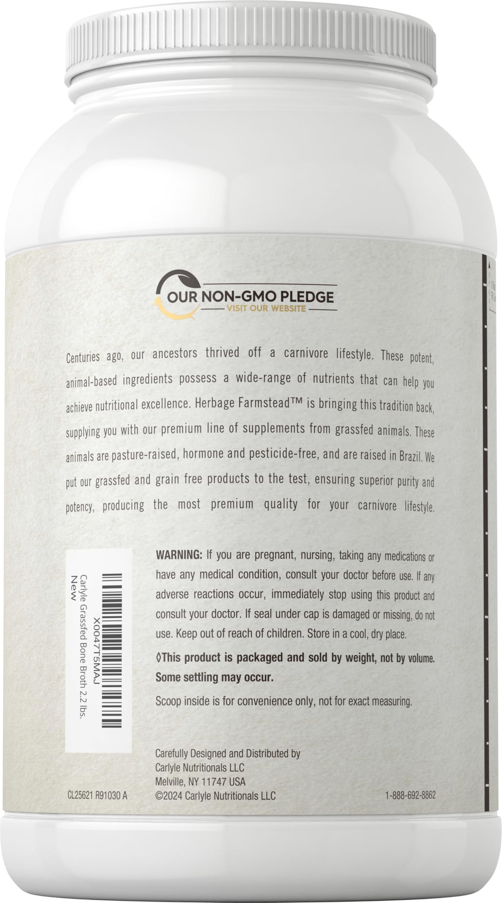 Grass Fed Bone Broth Protein Powder 35.2 oz 20g Protein Non-GMO Gluten Free U83775