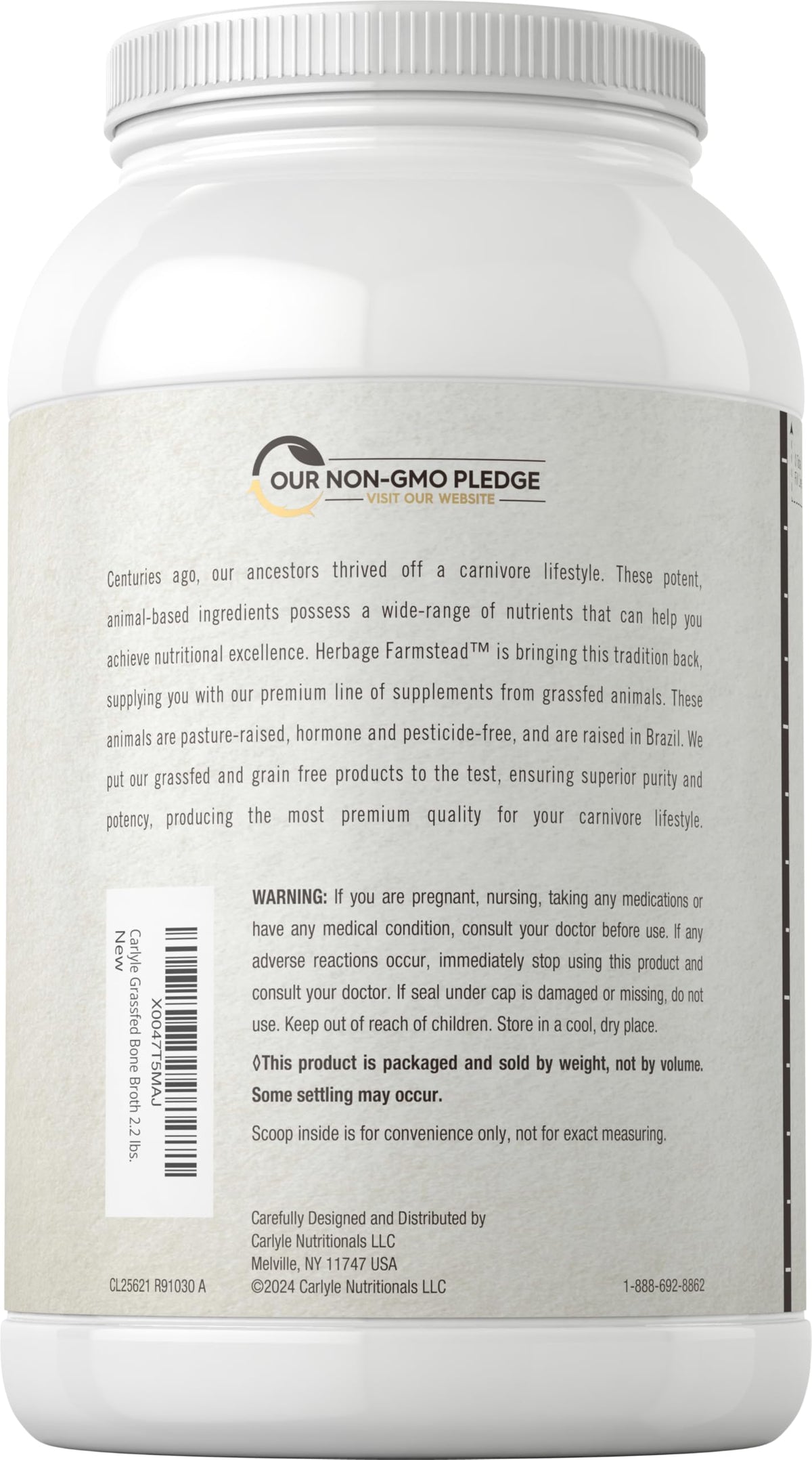 Grass Fed Bone Broth Protein Powder 35.2 oz 20g Protein Non-GMO Gluten Free U83775