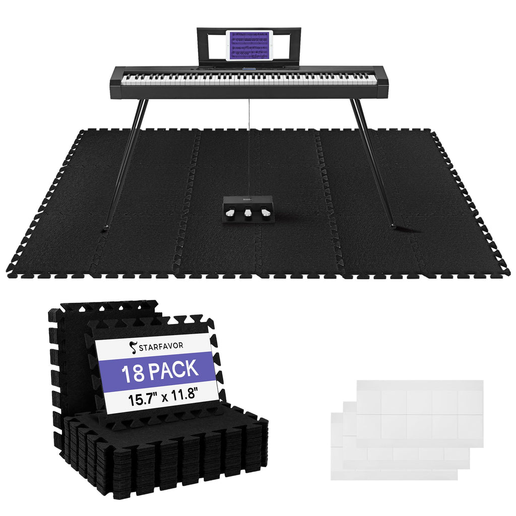 88 Key Full-Weighted Digital Piano and 18 Pcs Interlocking Floor Mats F2754