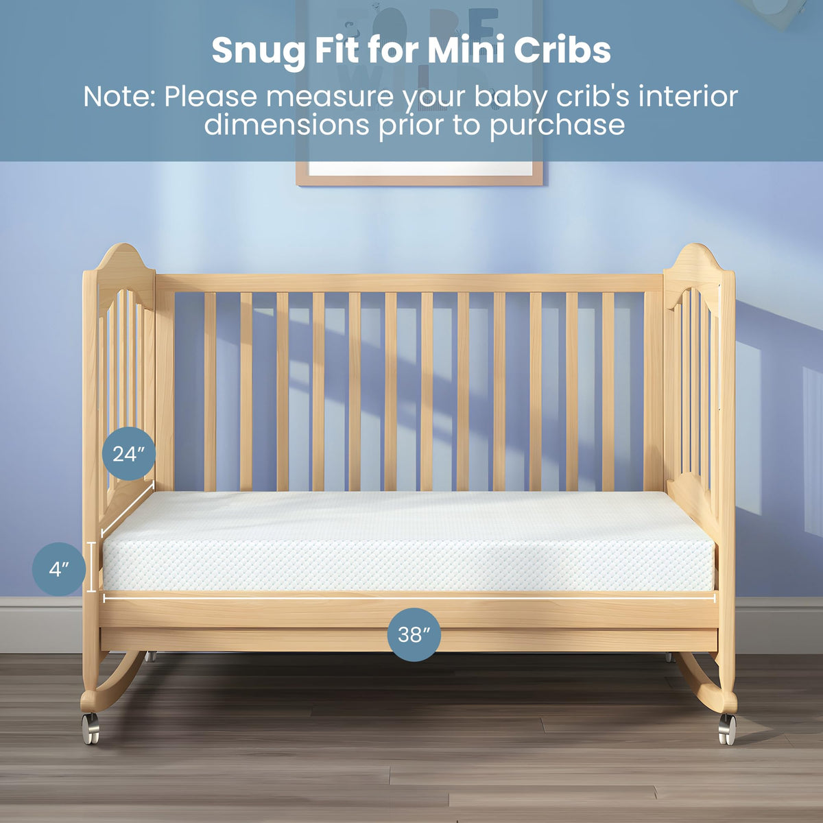 Mini Crib Mattress, 38x24x4 Inch Dual-Sided Gel Memory Foam C637