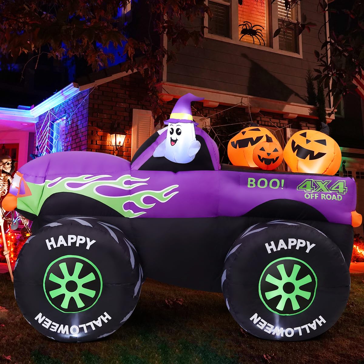 8 FT Halloween Inflatable Monster Truck with Built-in LEDs L6359