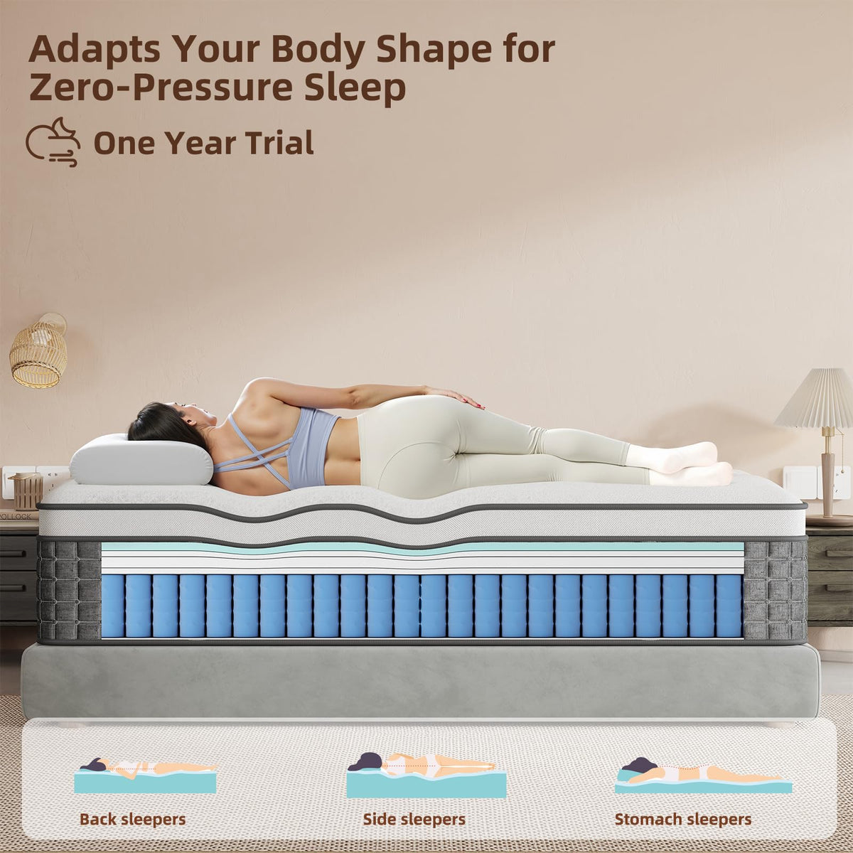 Full Size 12 Hybrid Medium Firm Memory Foam Pocket Springs Mattress D133