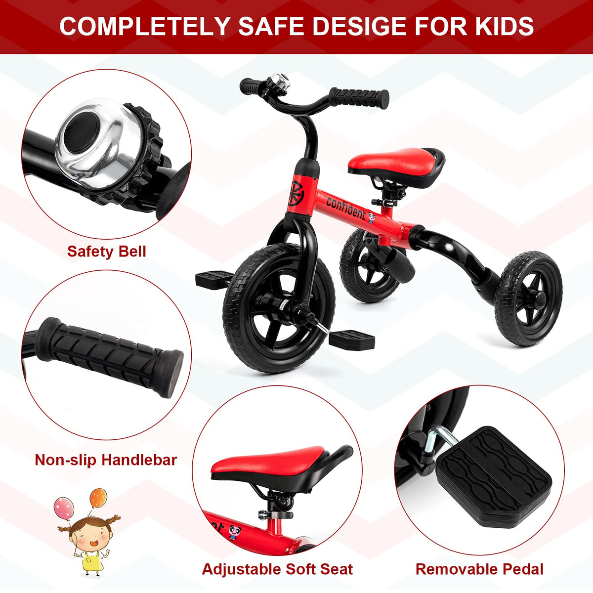 Tricycle for Toddlers 2-5 Years, 3 in 1 Folding Bike V877