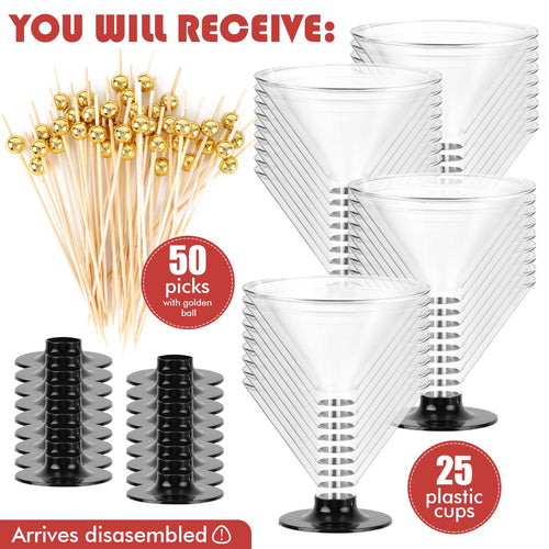 25 PCS 5oz Clear Plastic Martini Glasses W30262