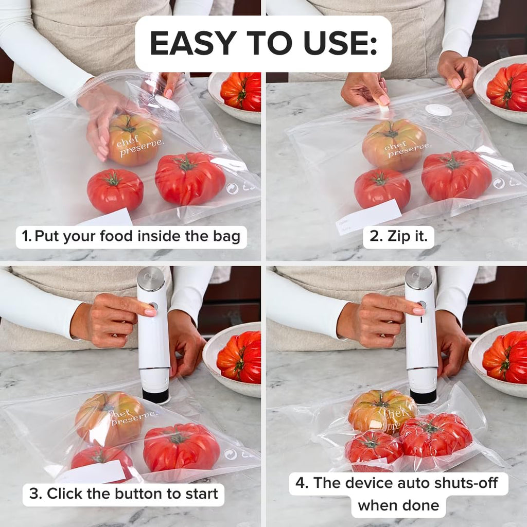 Compact Vacuum Sealer with 30 Reusable Vacuum Bags V66160