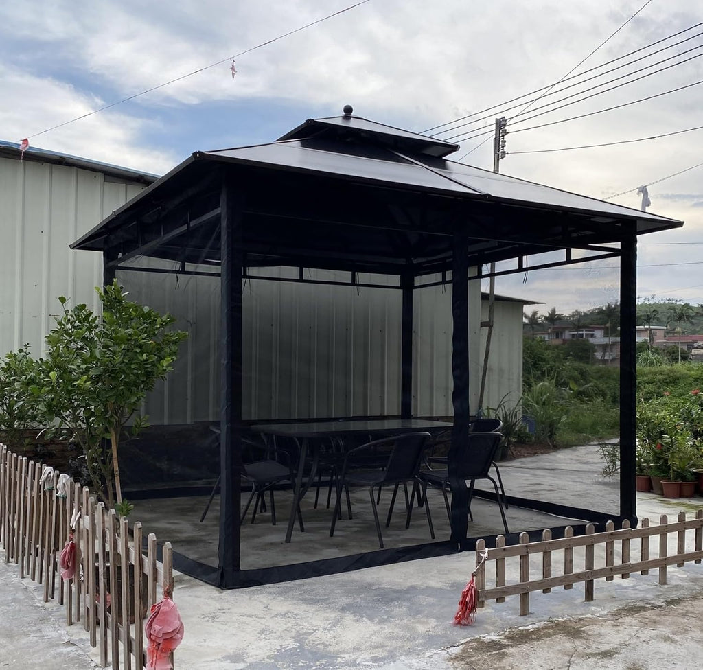 Mosquito Net 4-Panel Canopy Screen Wall with Zipper for 10 x 10' Gazebo K747076