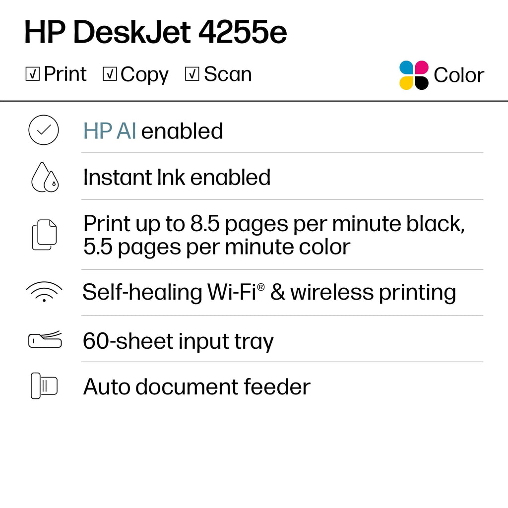 Wireless All-in-One Color Inkjet Printer, Scanner, Copier Q48890