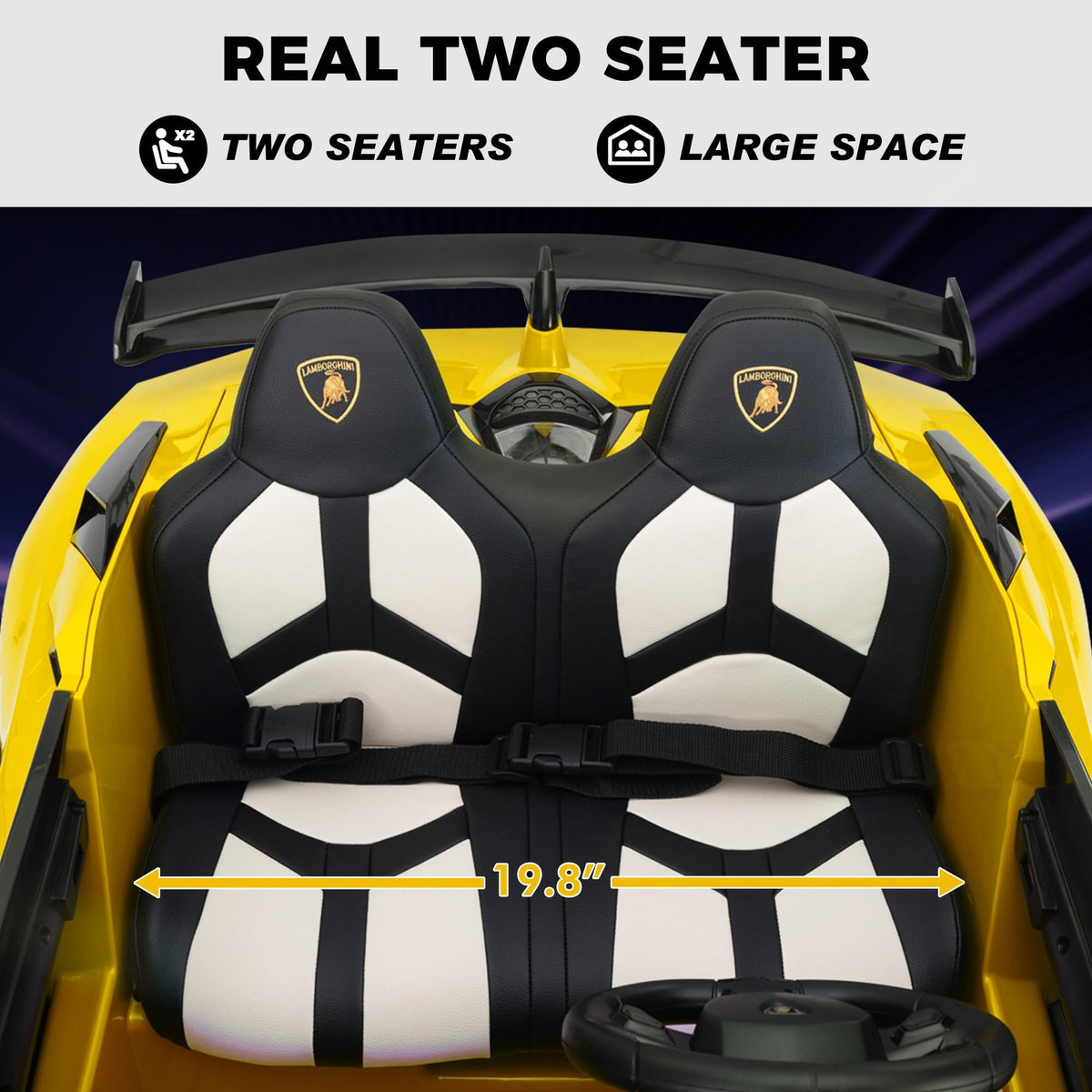 2-Seater Kids Ride on Car, 24V Electric Vehicle, Yellow G826