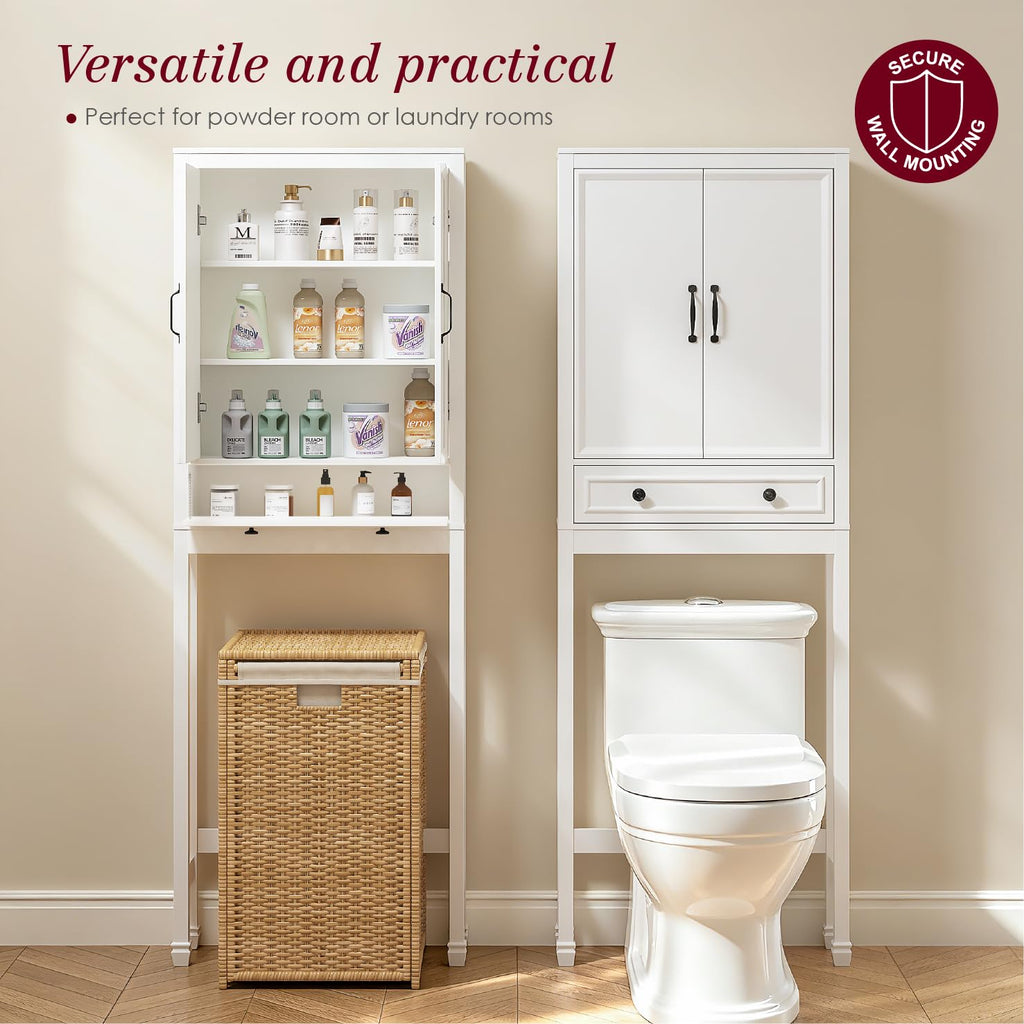 White Over the Toilet Storage Cabinet with Doors C380552