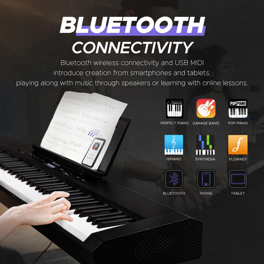 88 Key Full-Weighted Digital Piano and 18 Pcs Interlocking Floor Mats F2754