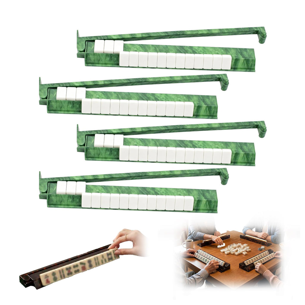 Tortoise Shell Acrylic Mahjong Racks with Pushers Set of 4 C8022