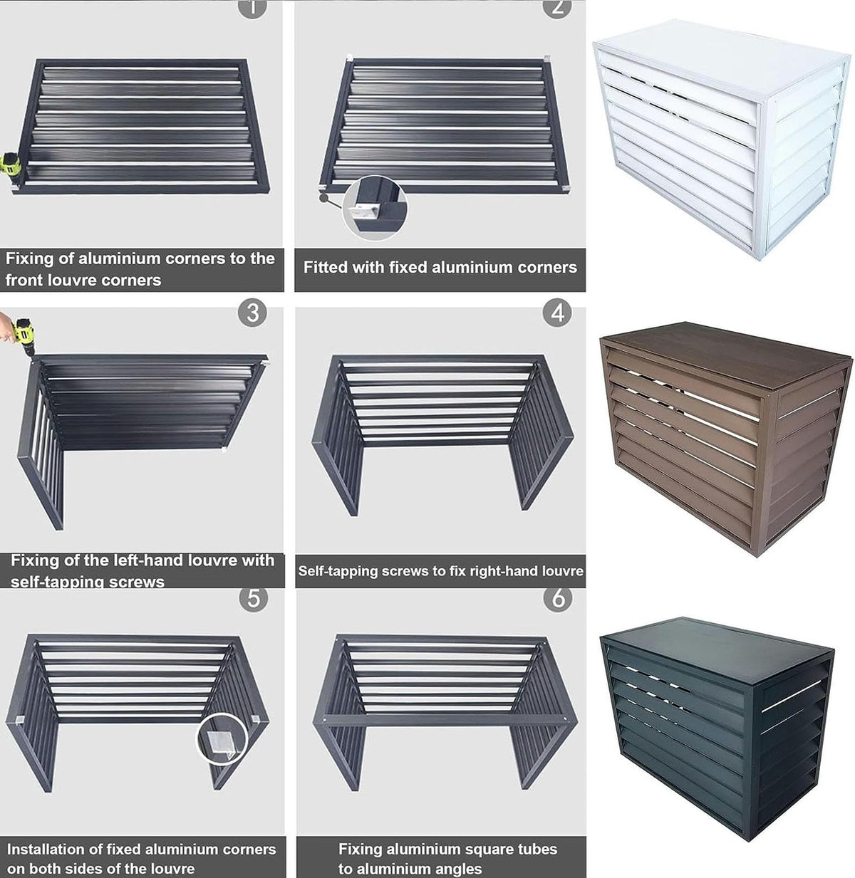 Aluminum Air Conditioner Fence Cover White 100*50*70cm I96526