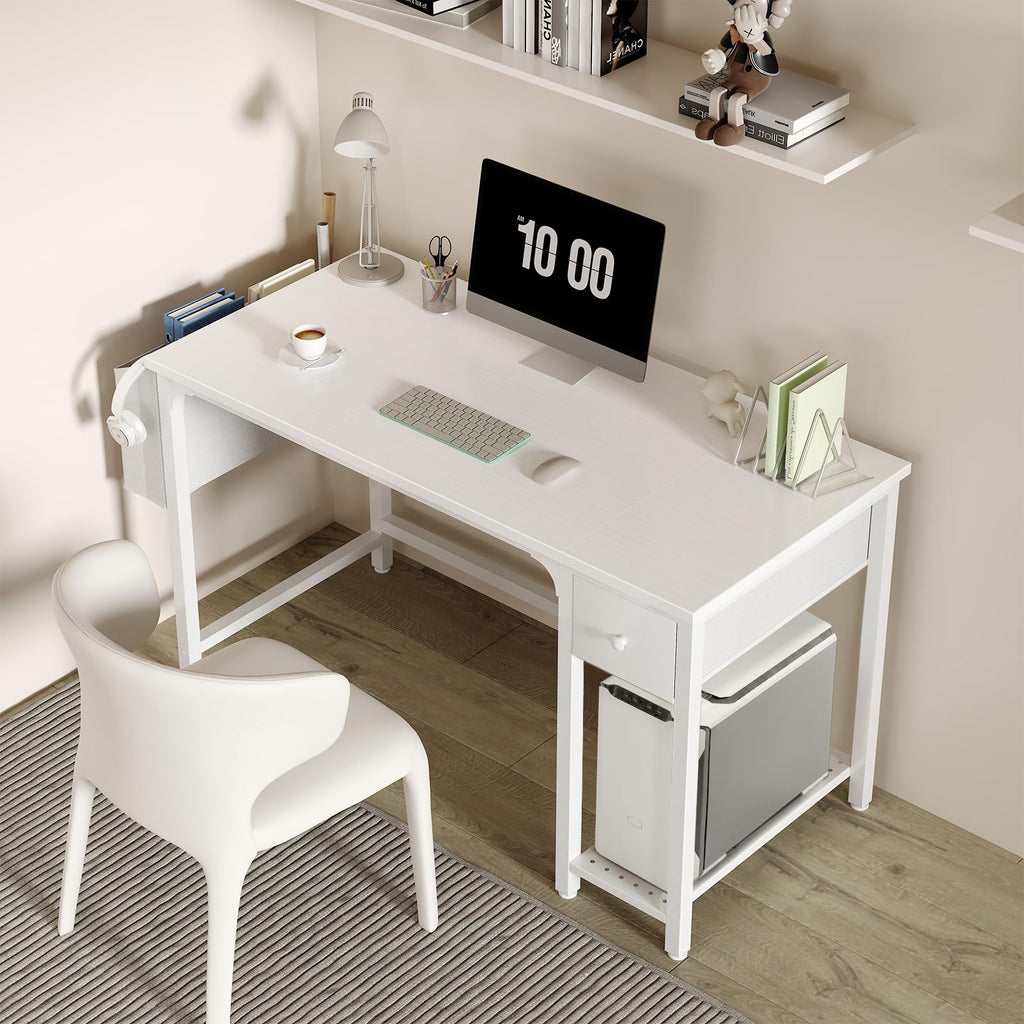 White Computer Desk with Drawers 47 Inch I74391