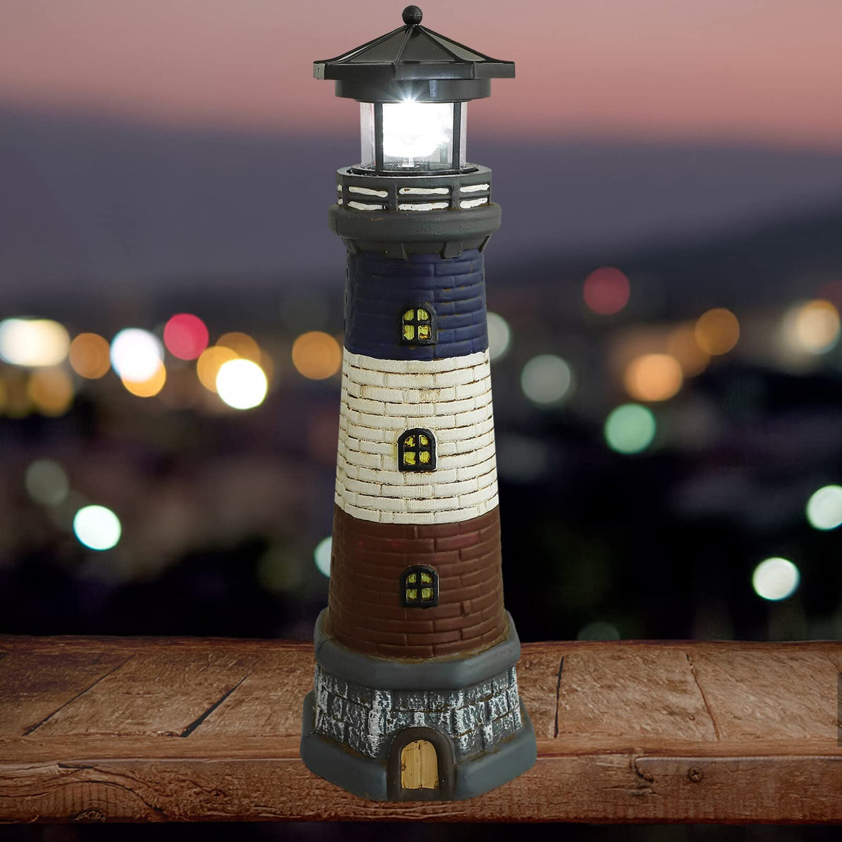 Solar Lighthouse Garden Lights Outdoor Waterproof Resin Statue Lamp G75704