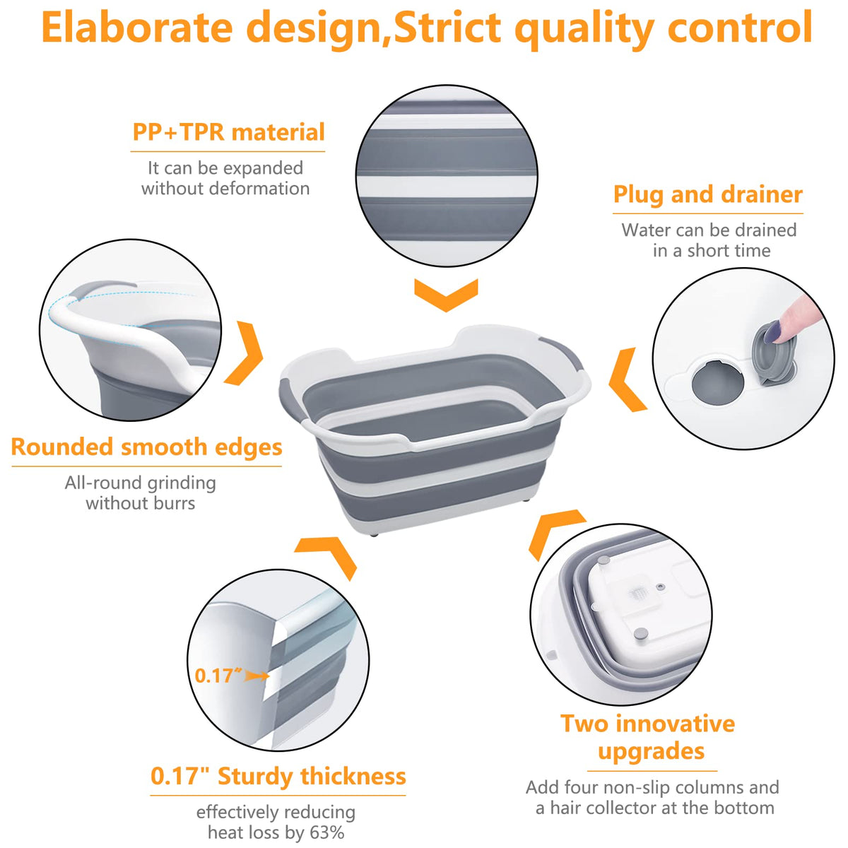 27L Collapsible Pet Bathtub with Drainage Hole J878