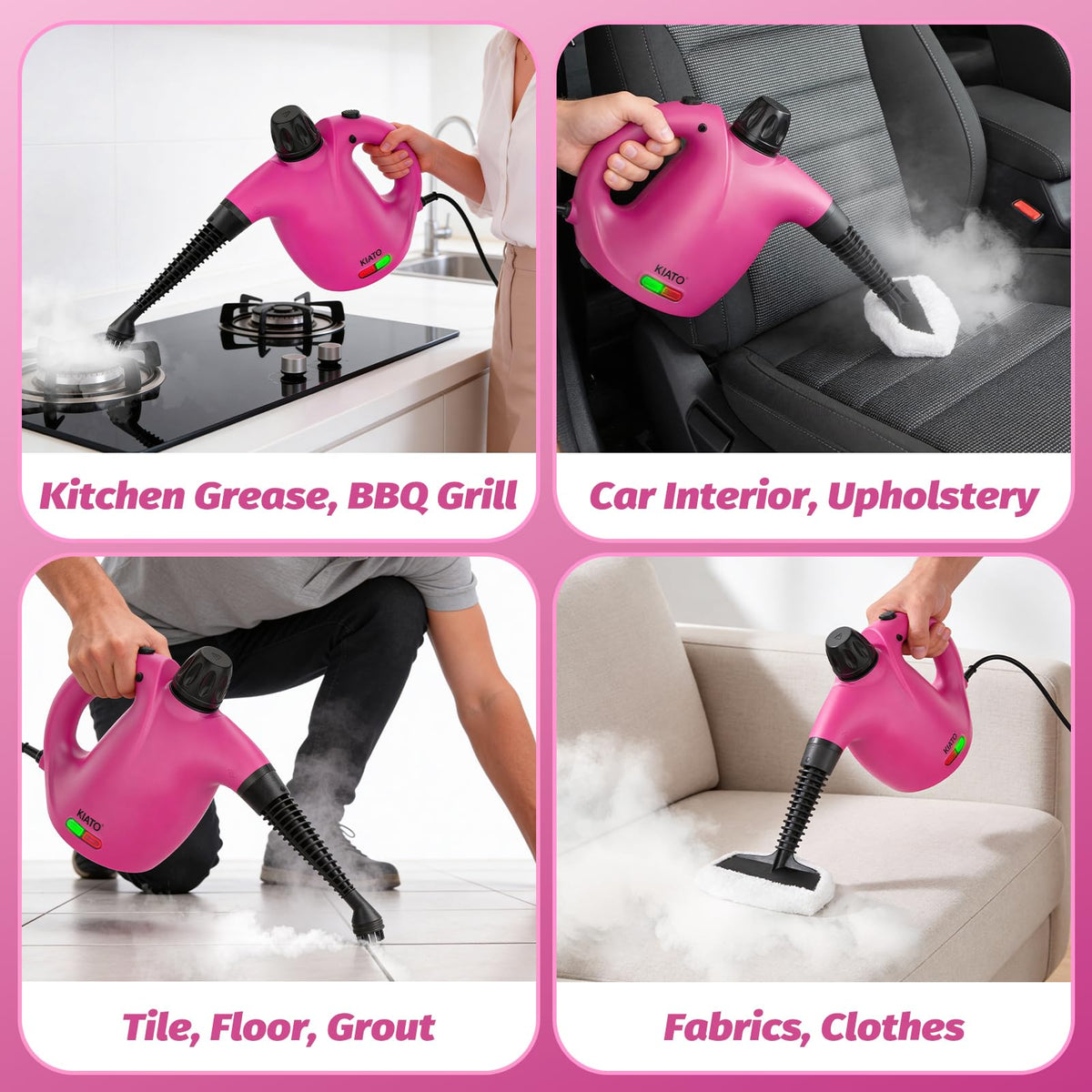 Pink Handheld Steam Cleaner S874251
