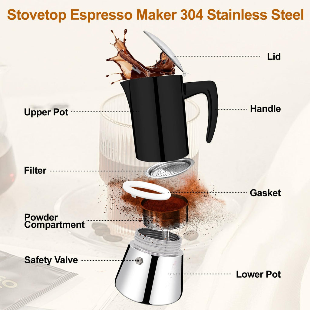 12 Cup Thickened 304 Stainless Steel Moka Pot I7938
