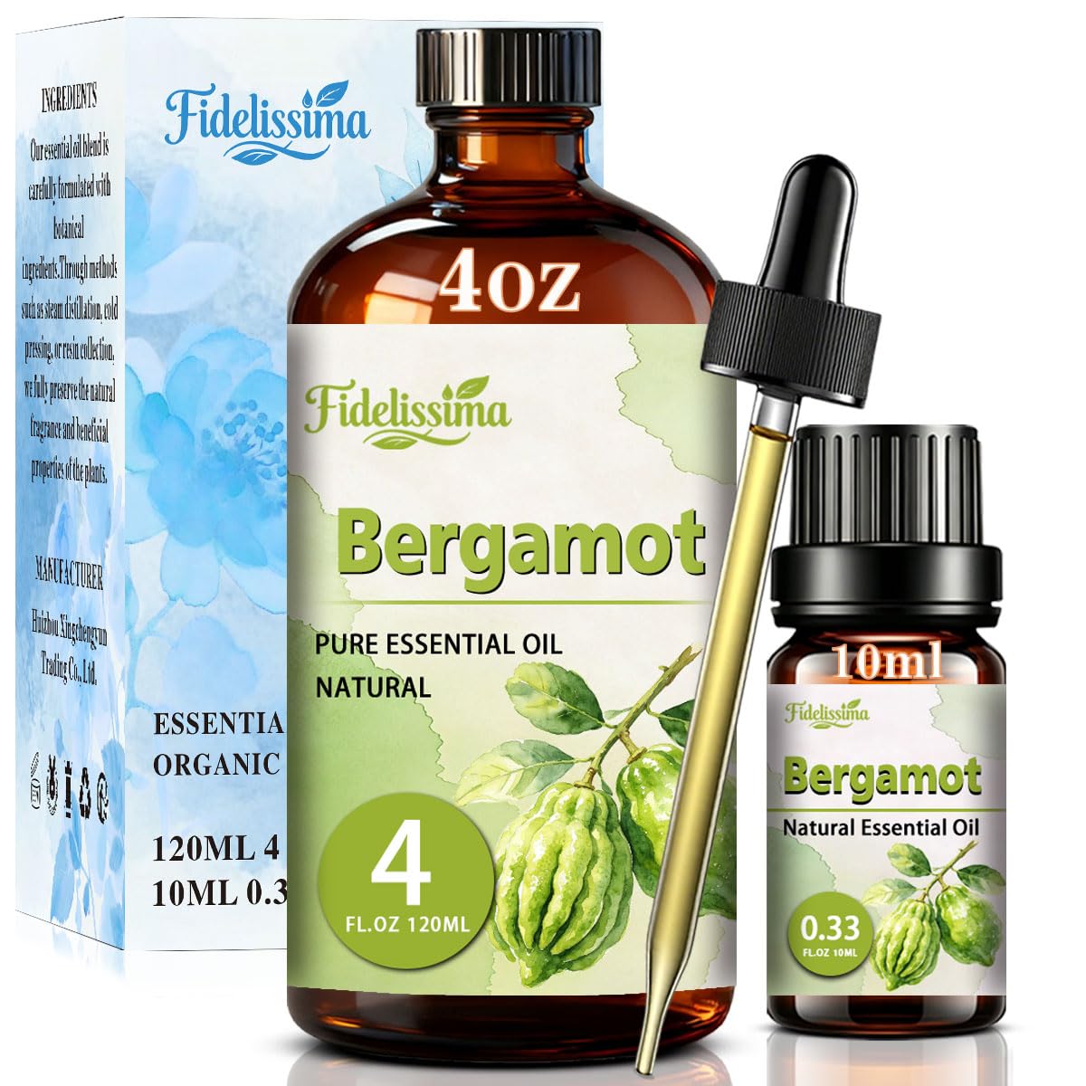 Essential Oil Set, 4 Scents with Glass Dropper M432