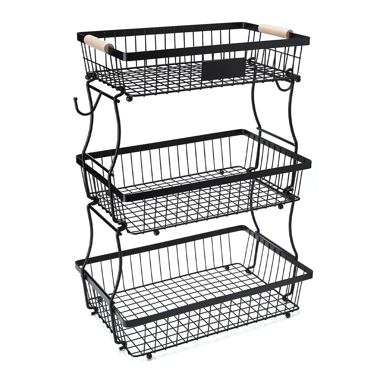 3 Tier Black Mesh Fruit Basket with 2 Banana Hangers A3623