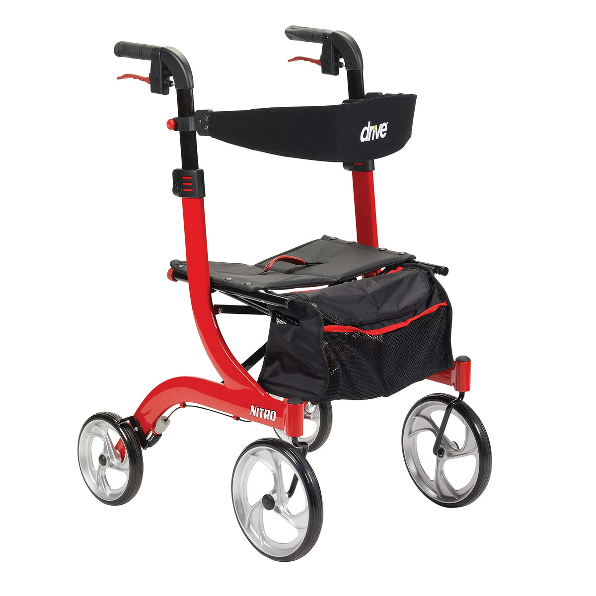 Red 4-Wheel Rollator with Seat Z714849