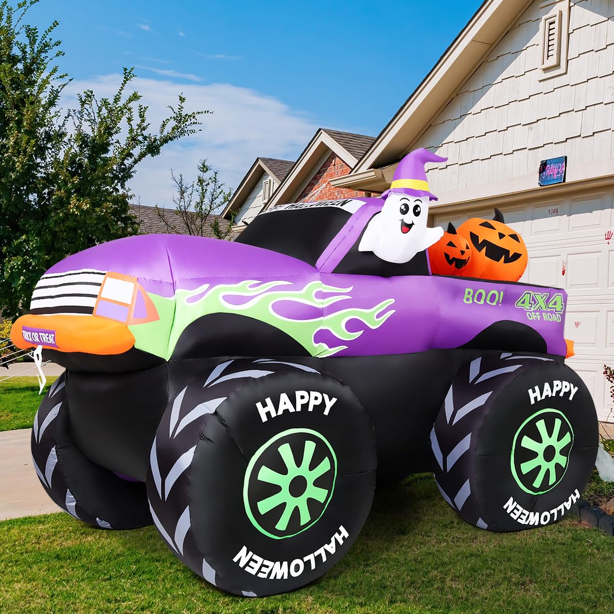8 FT Halloween Inflatable Monster Truck with Built-in LEDs L6359