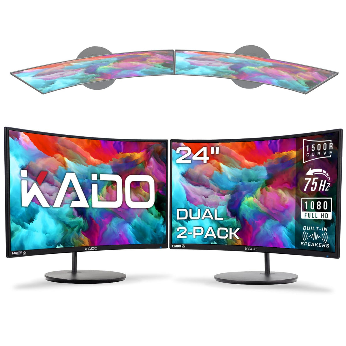 24" Curved 75Hz Computer Monitor 2-Pack D5447