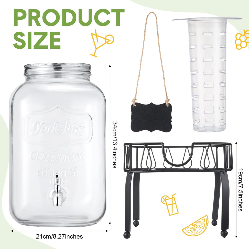 3 Gallon Glass Beverage Dispenser with Stand F7983