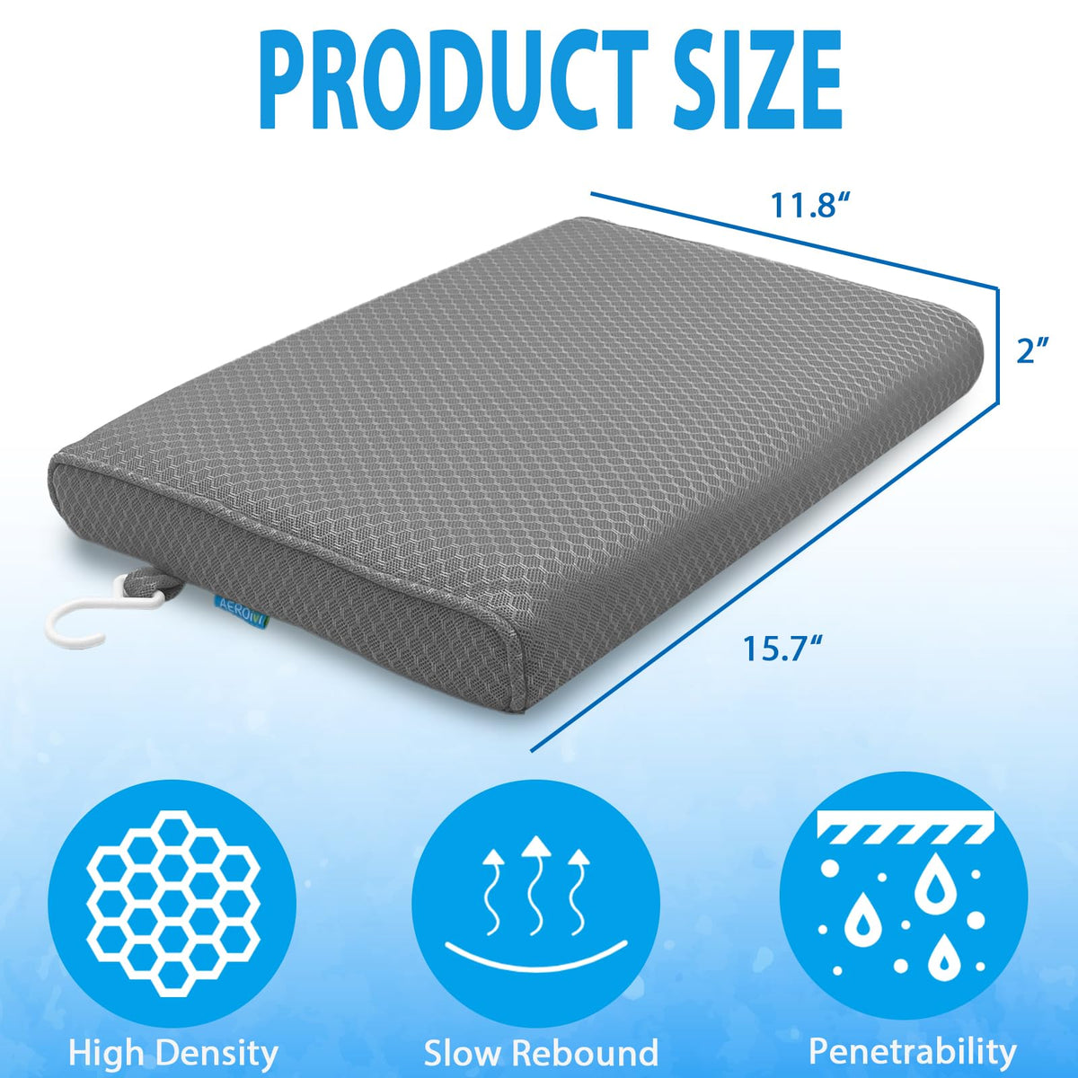 Shower Seat Cushion Non-Slip Washable Gray K171