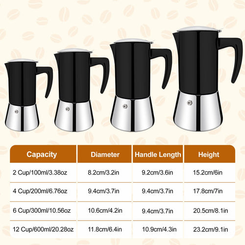 12 Cup Thickened 304 Stainless Steel Moka Pot I7938