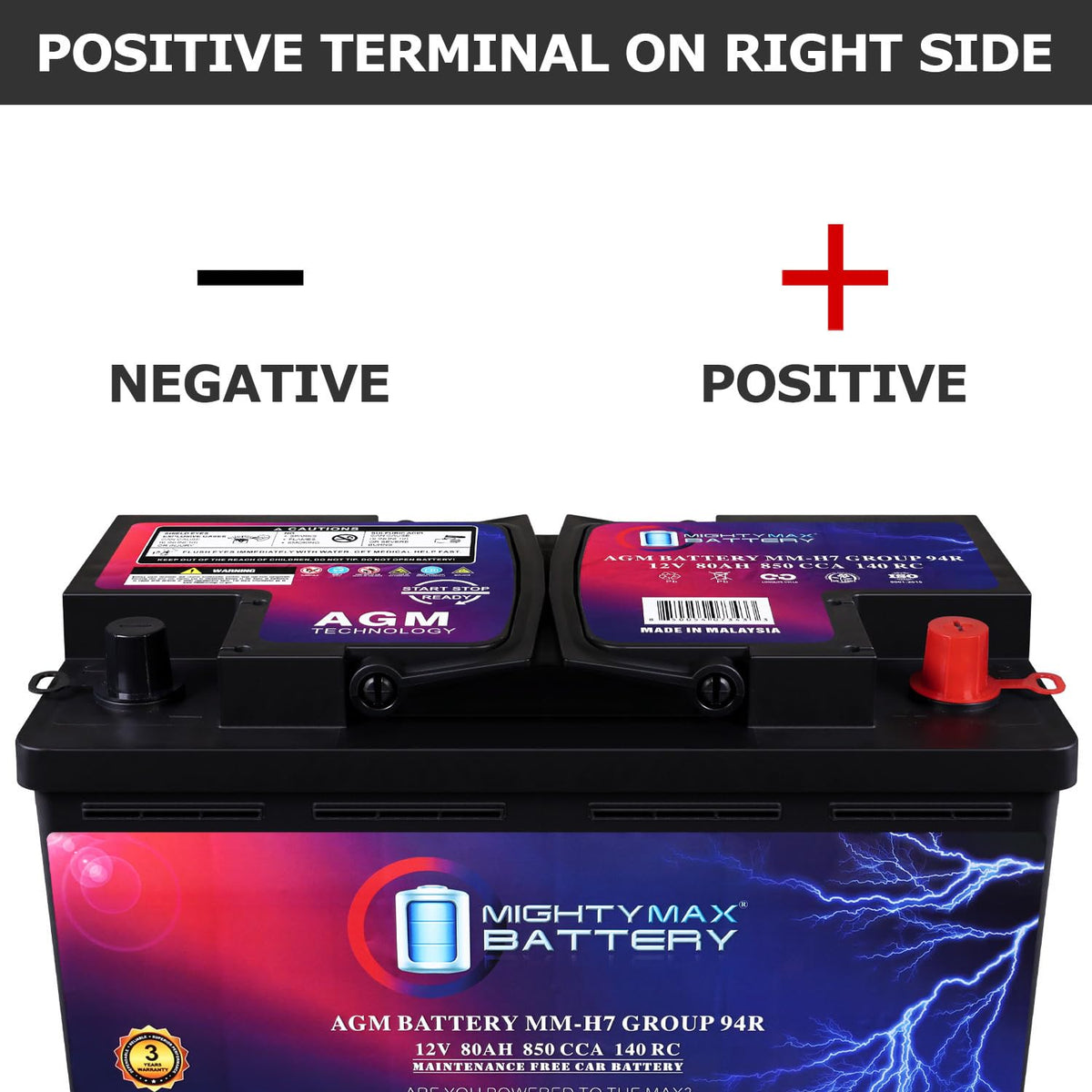 12V 80AH 850 CCA Replacement Battery J8666