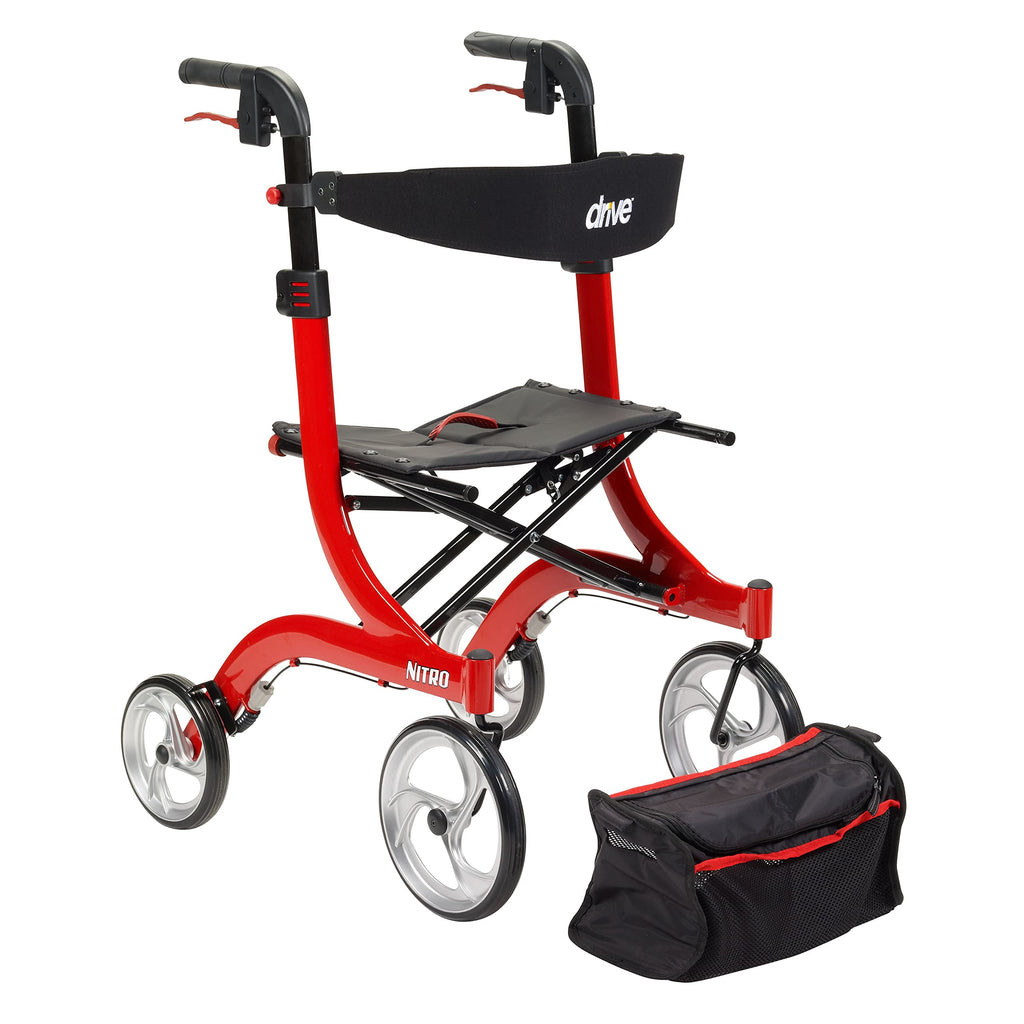 Red 4-Wheel Rollator with Seat Z714849