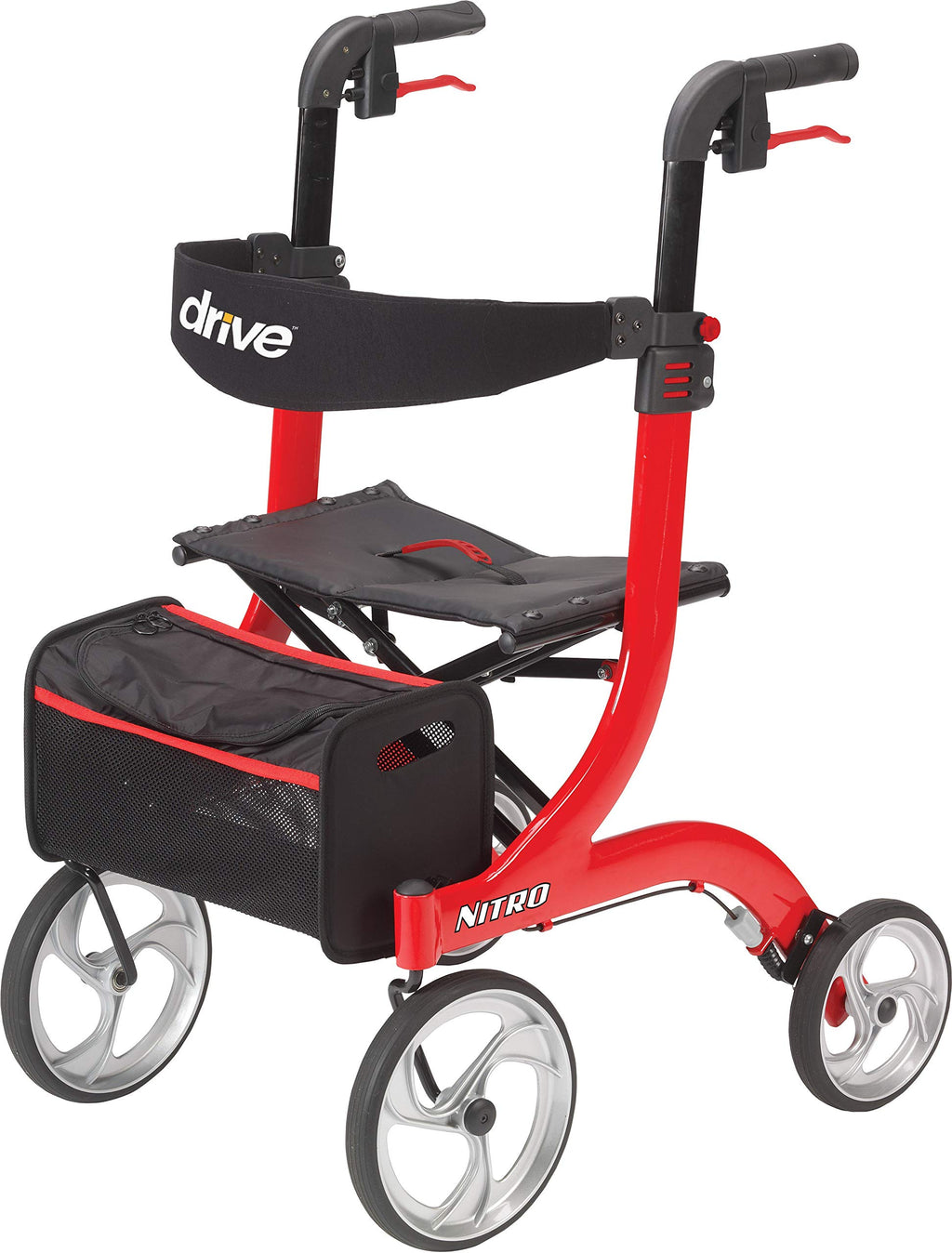 Red 4-Wheel Rollator with Seat Z714849