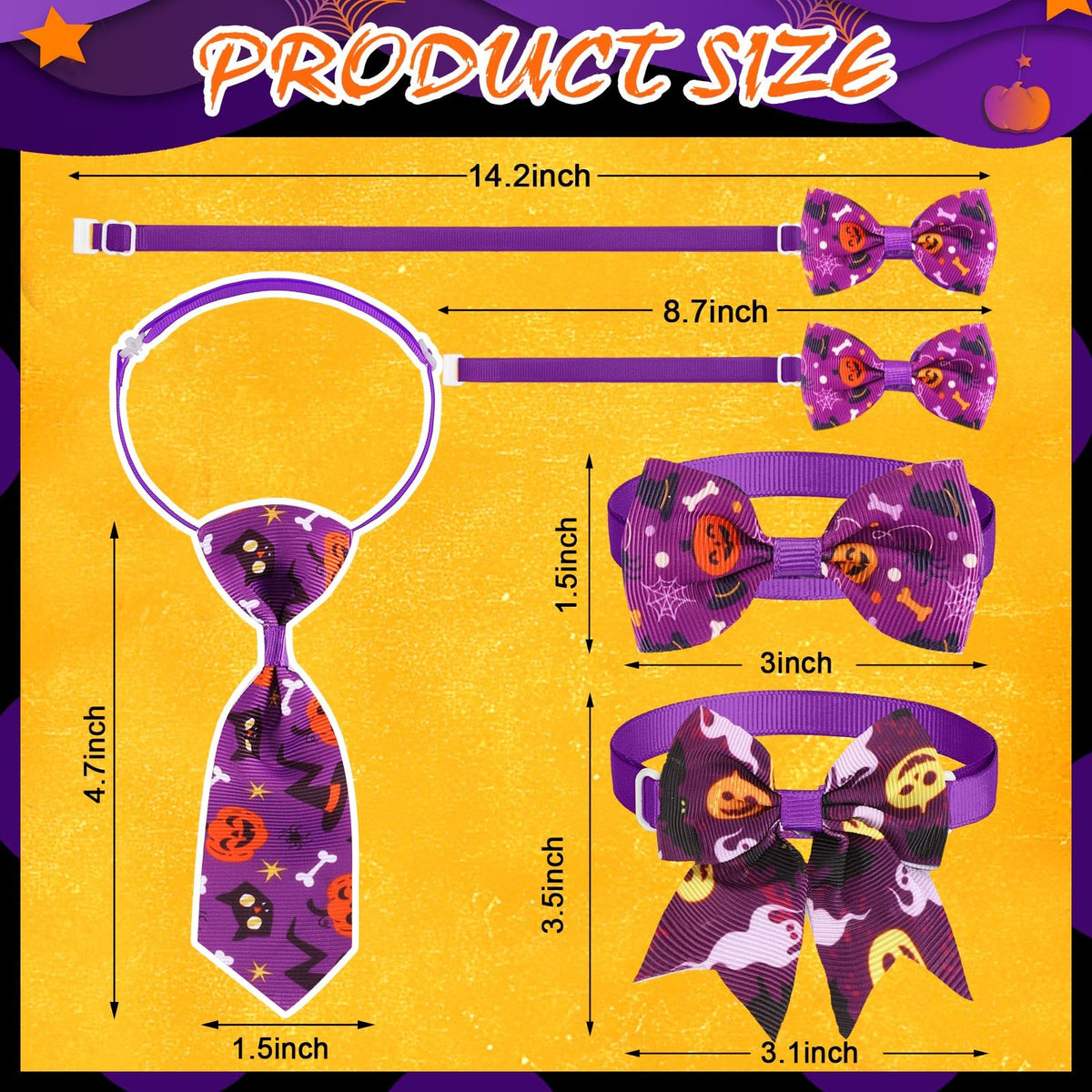 240 Pcs Halloween Dog Bows Tie Collars J8063