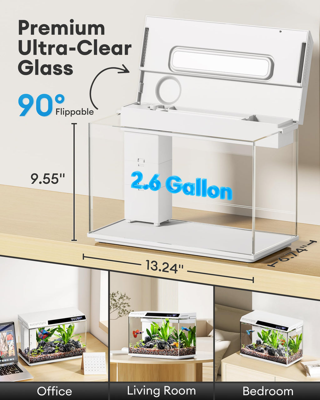 2.6 Gallon Small Fish Tank D5810