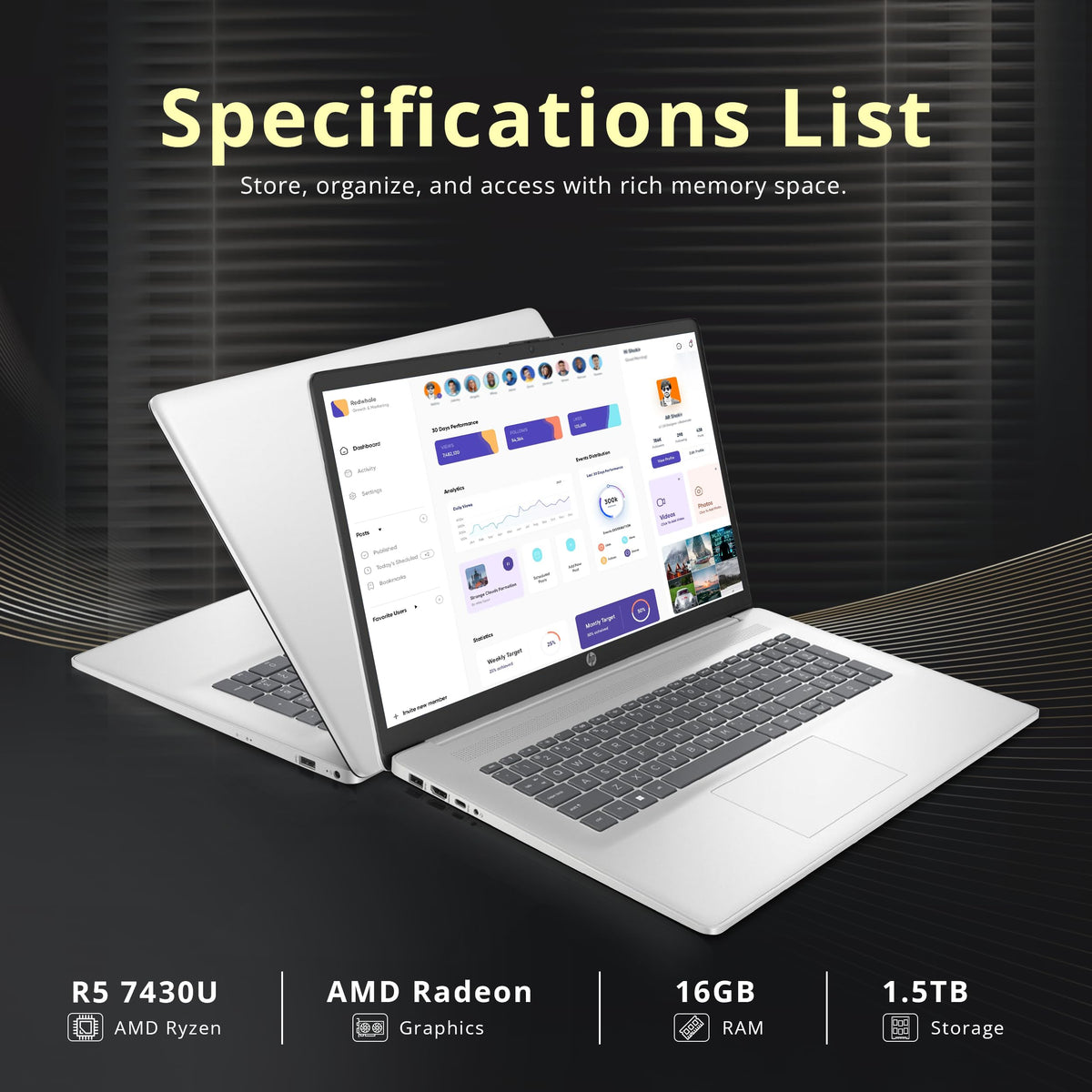 17.3" HD+ Touchscreen Laptop, AMD Ryzen 5, 16GB RAM, 1.5TB Storage, Silver I175853