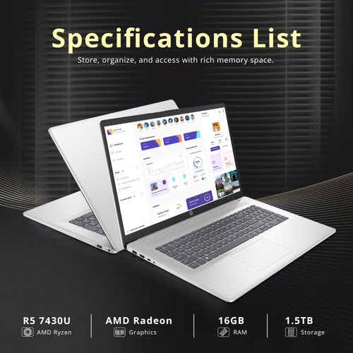 17.3" HD+ Touchscreen Laptop, AMD Ryzen 5, 16GB RAM, 1.5TB Storage, Silver I175853