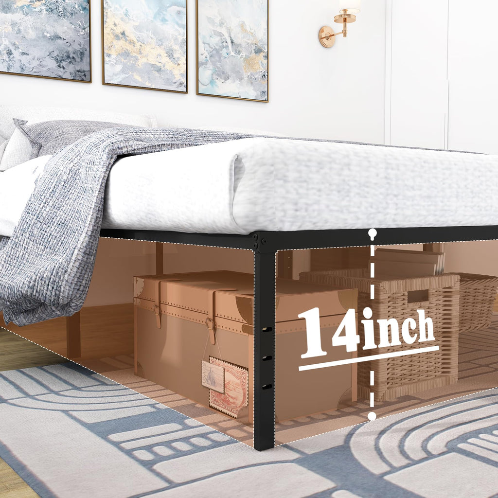 Queen Size Black Metal Platform Bed Frame N9253